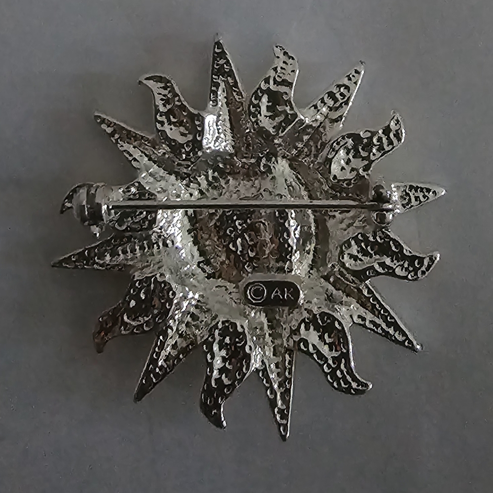 Anne Klein silver moon gold sun faces brooch classic all American luxury - Picture 5 of 5